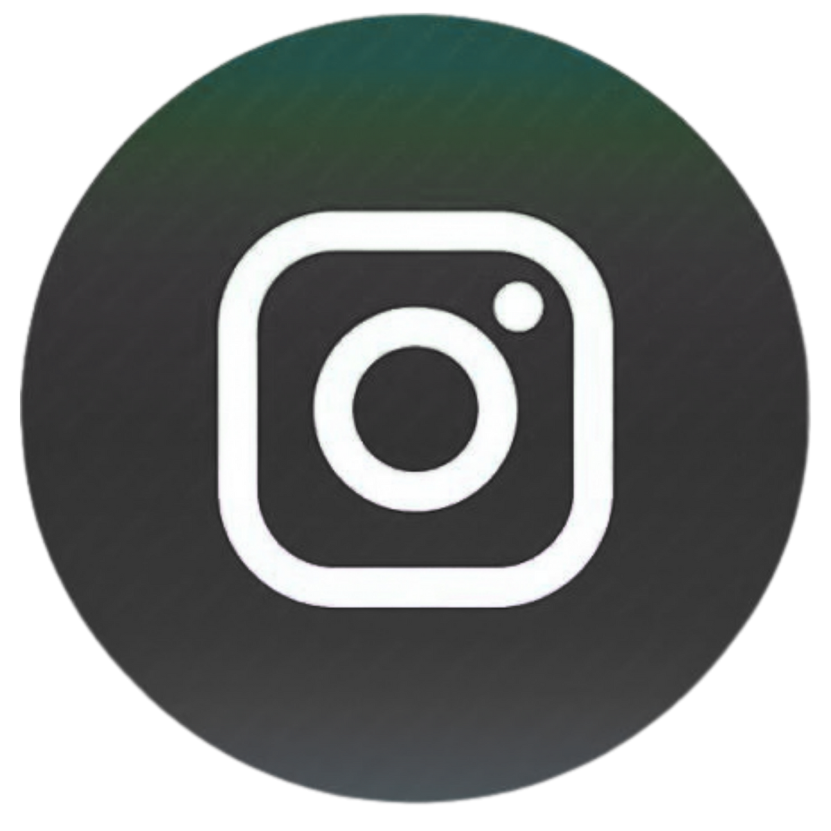 A circular dark gray to black gradient icon with a white Instagram-style camera logo centered on it, shown on a plain white background.